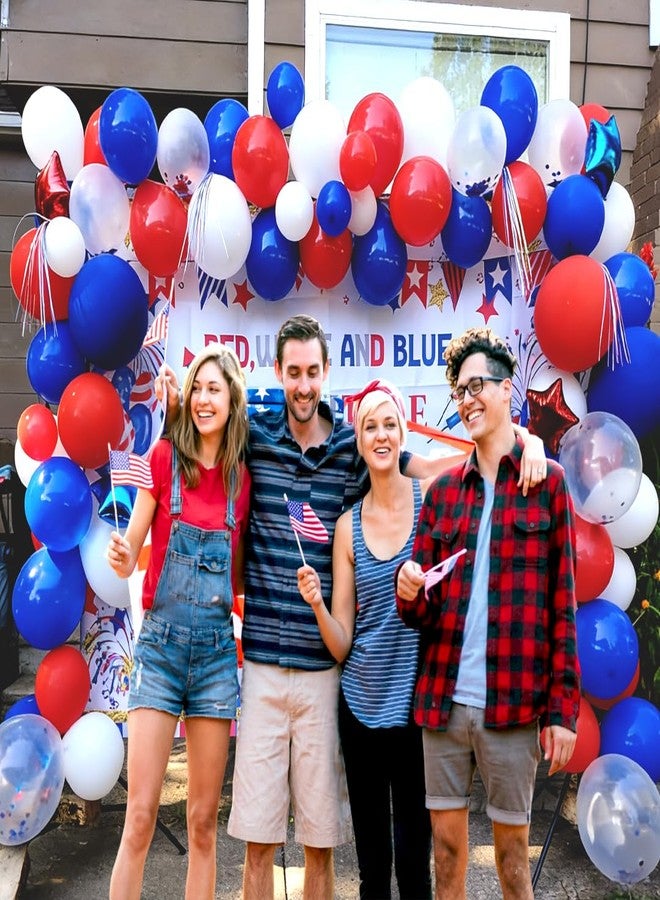 Qmraercu 100pcs Red White and Blue Latex Balloons 12 Inch 4th of July Balloons for 4th of July Decorations Independence Day Patriotic Anniversary Graduation Birthday Wedding Party Supplies - Image 3