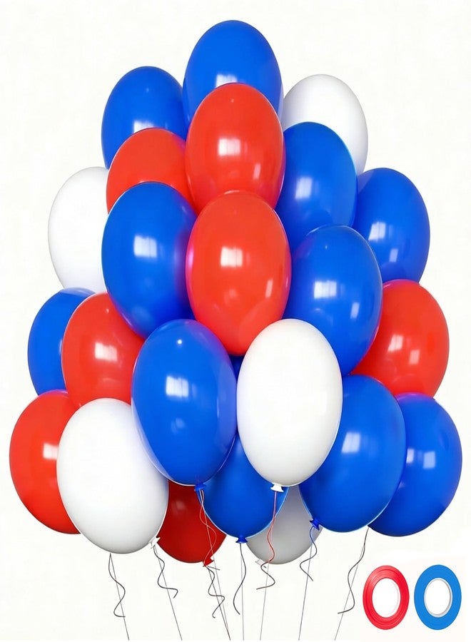 Qmraercu 100pcs Red White and Blue Latex Balloons 12 Inch 4th of July Balloons for 4th of July Decorations Independence Day Patriotic Anniversary Graduation Birthday Wedding Party Supplies - Image 1