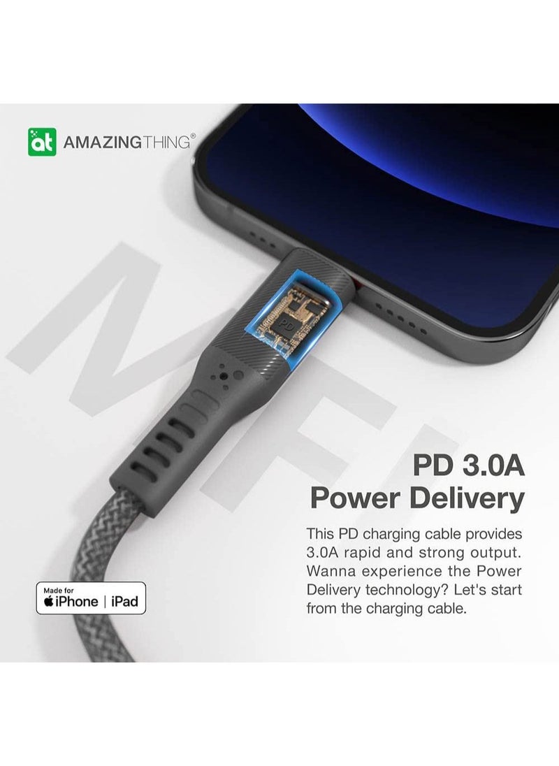 Astro Pro Titan USB-C to Lightning PD 3A Charging Cable 2.2 Meter Fast charge and Data Sync - Black
