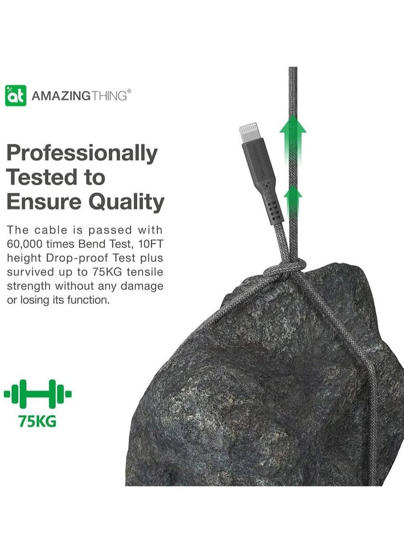 Astro Pro Titan USB-C to Lightning PD 3A Charging Cable 2.2 Meter Fast charge and Data Sync - Black