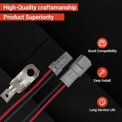 Powkos DTP 2 Pin Waterproof Electrical Connector 12AWG Cable Wire Compatible with Car Truck Boats LED Work Light Replaces DT Series Plug Harness 2 Set - Image 2