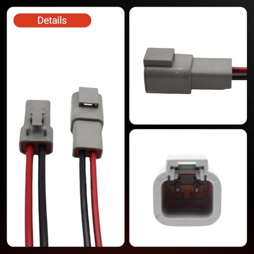 Powkos DTP 2 Pin Waterproof Electrical Connector 12AWG Cable Wire Compatible with Car Truck Boats LED Work Light Replaces DT Series Plug Harness 2 Set - Image 3