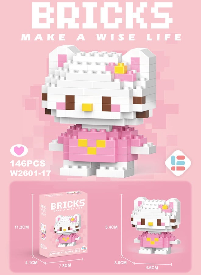 مجموعة بناء هيلو كيتي المكونة من 146+382 قطعة، مجموعة 2 في 1، مجموعات بناء نماذج صغيرة للأطفال والكبار، ديكور منزلي قابل للتجميع - Image 2