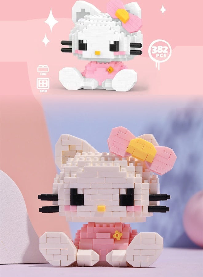 مجموعة بناء هيلو كيتي المكونة من 146+382 قطعة، مجموعة 2 في 1، مجموعات بناء نماذج صغيرة للأطفال والكبار، ديكور منزلي قابل للتجميع - Image 3