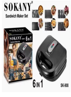 sokany مجموعة صانعة الساندويتشات 6 في 1 SK-908 750 وات 