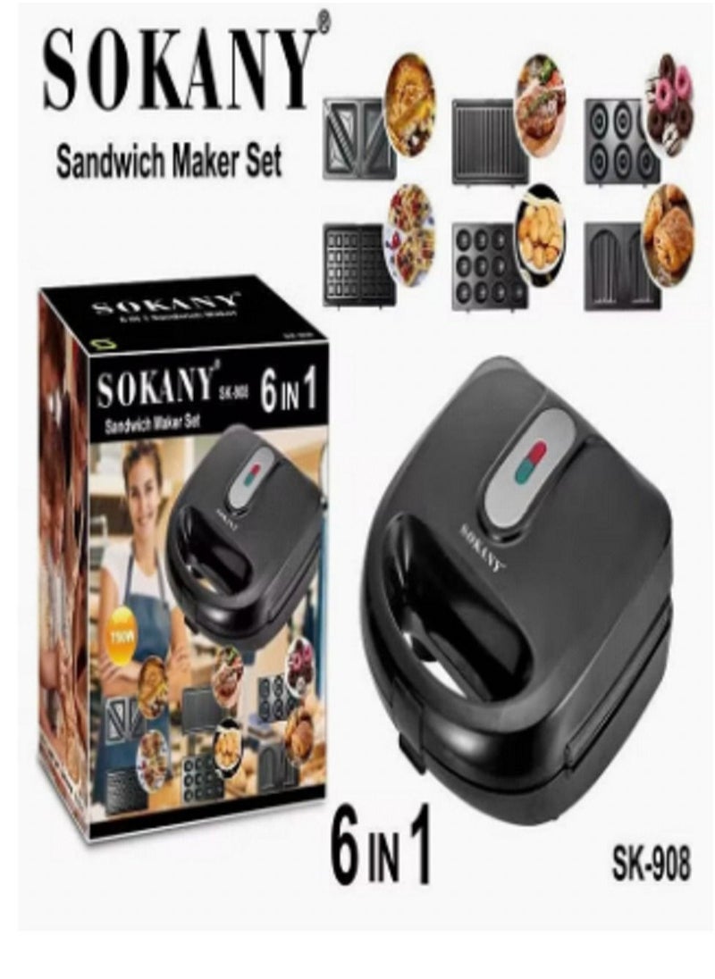 sokany 6 in 1 Sandwich Maker Set  SK-908 750 Watt 