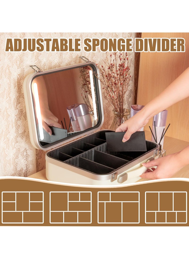 Portable Makeup Organizer with Large LED Lighted Mirror, Adjustable Dividers, Waterproof Travel Case for Professional Accessories and Tools - Coetic Makeup Train Box. - Image 4