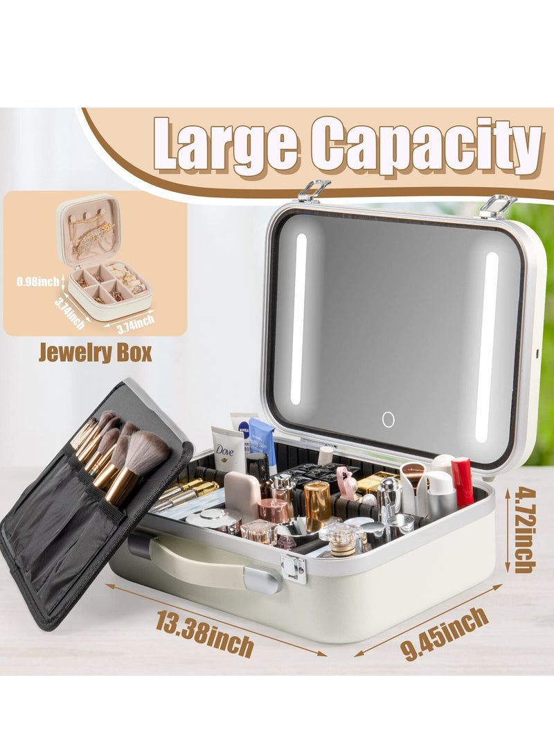 Portable Makeup Organizer with Large LED Lighted Mirror, Adjustable Dividers, Waterproof Travel Case for Professional Accessories and Tools - Coetic Makeup Train Box. - Image 2