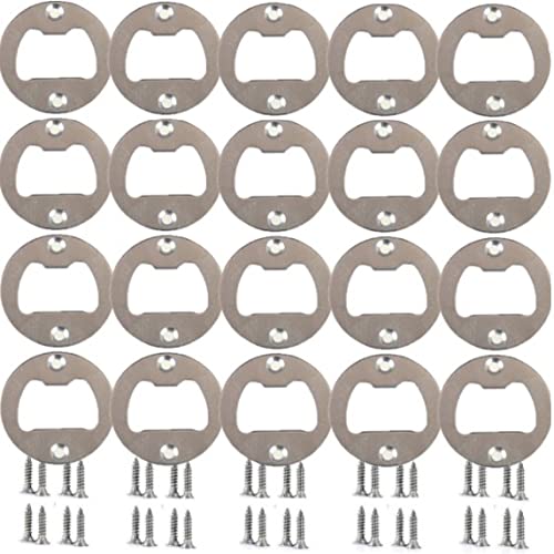wonuu Bottle Opener Wall Mounted100 Pack Stainless Steel Round Inset Bottle Opener Inset Kit Hardware Parts DIY kit with Screws 