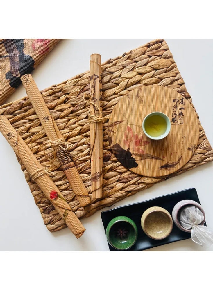A set of bamboo woven insulation ink painting placemats - Image 3