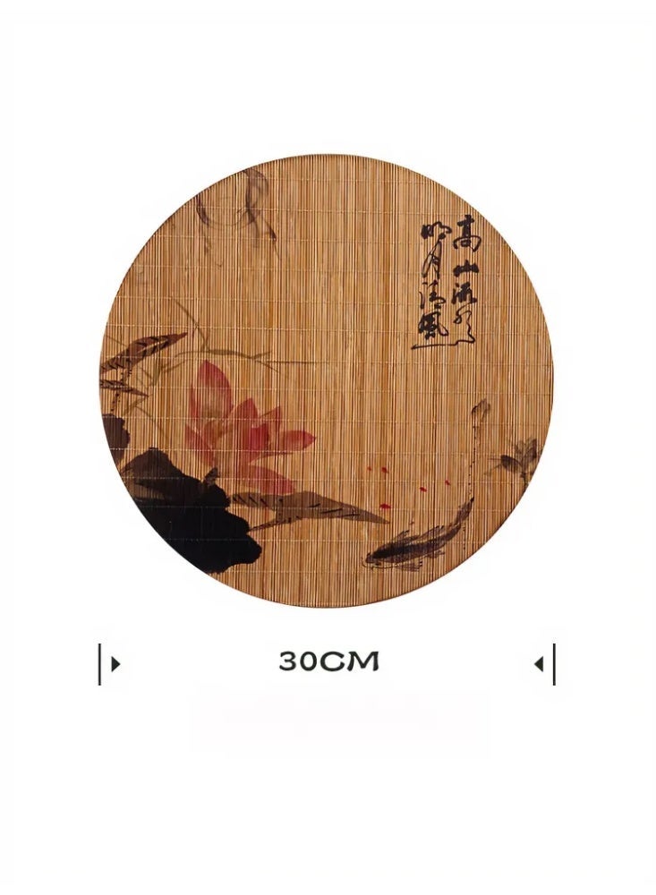 A set of bamboo woven insulation ink painting placemats - Image 2