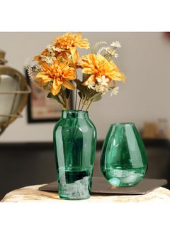 The Purple Tree Set of 2 Decorative Glass Vase for Flowers Home Decor Kitchen Living Room Bedroom Flowers Plants Office Dining Table Centerpiece Birthday Wedding Decoration Items (Green) - pzsku/ZA7AB9E52FE552CD732FDZ/45/_/1736426609/8ce73783-6676-455e-b5ed-4f056aac2bec