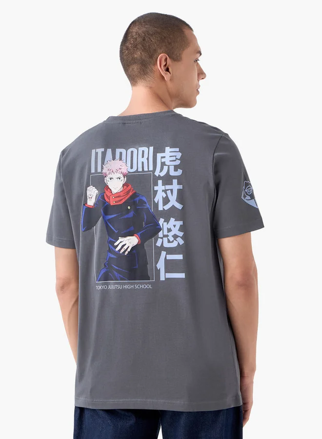 سبلاش فيڤ تيشيرت بطبعة أنمي بياقة دائرية