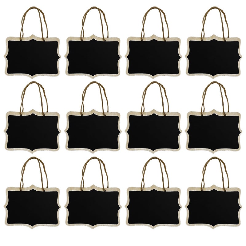 Miraclekoo 12 Pcs Mini Chalkboard Signs with Hanging String Small Chalkboard Labels Tag for Gift, Party, Baskets - Image 1