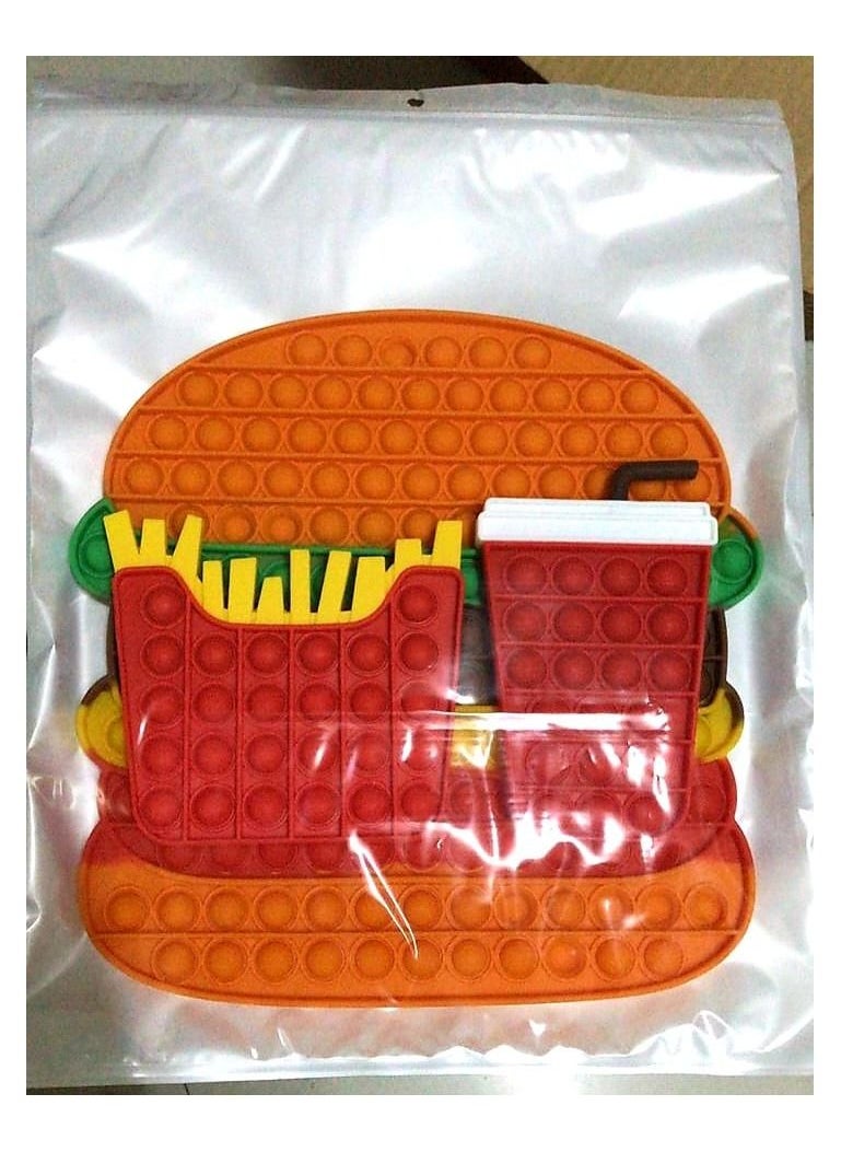 Grab Mantra - Fidget Hamburger +Fries +Cola Gift Set Of 3 Pcs Silicone Push Pop It Toy,  Bubble Sensory - Image 1