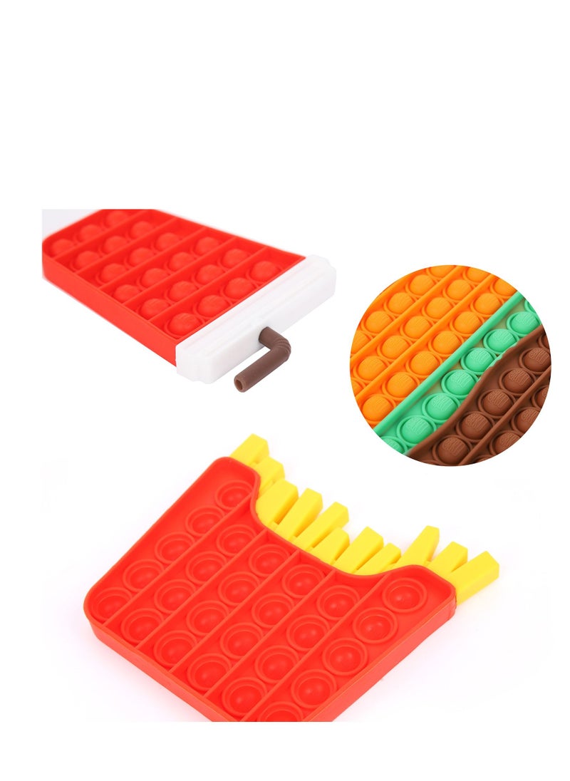 Grab Mantra - Fidget Hamburger +Fries +Cola Gift Set Of 3 Pcs Silicone Push Pop It Toy,  Bubble Sensory - Image 1