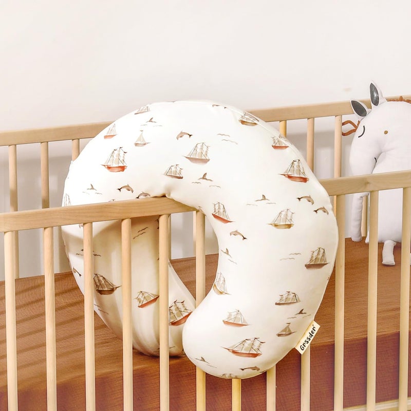 GRSSDER Nursing Pillow Cover, Stretchy Soft Minky Fabric Covers, Fit Most Nursing Support Pillows for Breastfeeding, Comfortable Safe Pillow Cover, Sailboat - Image 3