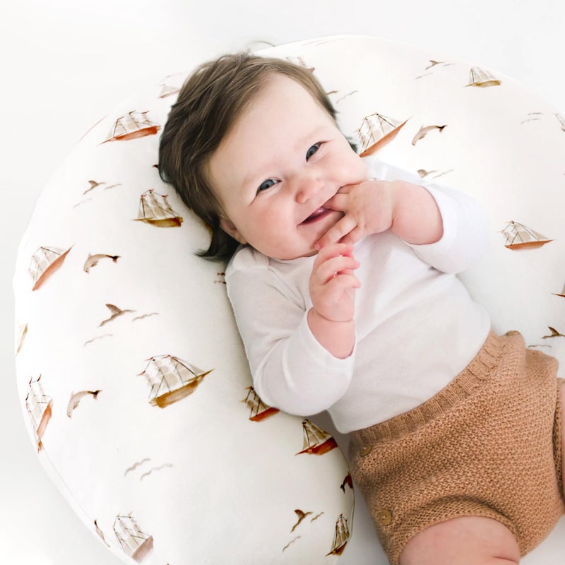 GRSSDER Nursing Pillow Cover, Stretchy Soft Minky Fabric Covers, Fit Most Nursing Support Pillows for Breastfeeding, Comfortable Safe Pillow Cover, Sailboat - Image 5
