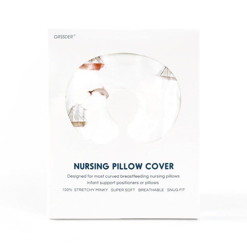GRSSDER Nursing Pillow Cover, Stretchy Soft Minky Fabric Covers, Fit Most Nursing Support Pillows for Breastfeeding, Comfortable Safe Pillow Cover, Sailboat - Image 4