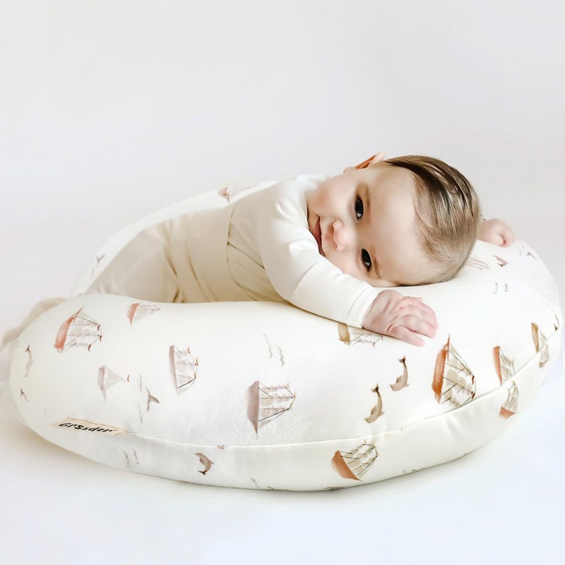 GRSSDER Nursing Pillow Cover, Stretchy Soft Minky Fabric Covers, Fit Most Nursing Support Pillows for Breastfeeding, Comfortable Safe Pillow Cover, Sailboat - Image 2