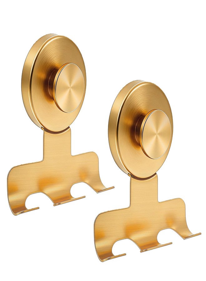 Fliverly Suction Cup Razor Holder,Stainless Steel Wall Mount Hooks,Heavy-Duty to 15 lbs,No-Drill Shower Hooks for Razors, Towels and Loofahs (Gold, 2 Pack) - Image 1
