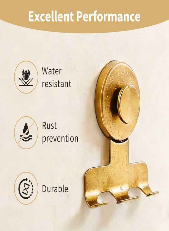 Fliverly Suction Cup Razor Holder,Stainless Steel Wall Mount Hooks,Heavy-Duty to 15 lbs,No-Drill Shower Hooks for Razors, Towels and Loofahs (Gold, 2 Pack) - Image 4