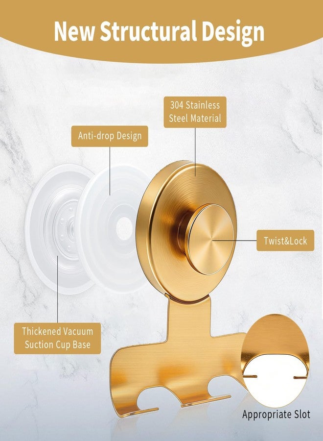 Fliverly Suction Cup Razor Holder,Stainless Steel Wall Mount Hooks,Heavy-Duty to 15 lbs,No-Drill Shower Hooks for Razors, Towels and Loofahs (Gold, 2 Pack) - Image 3