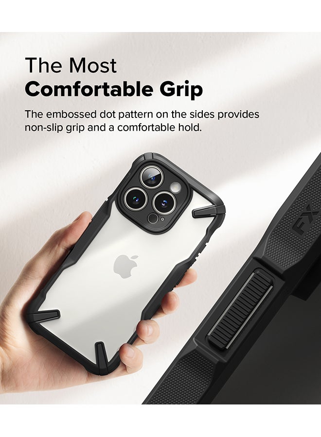 Ringke Fusion-X For iPhone 16 Pro Max Case Cover Transparent Hard Back Soft Flexible TPU Bumper Scratch Resistant Shockproof Phone Cover- Black - Image 5