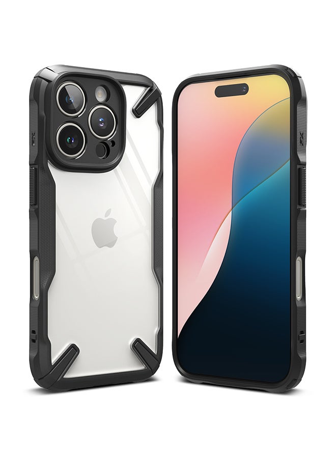 Ringke Fusion-X For iPhone 16 Pro Max Case Cover Transparent Hard Back Soft Flexible TPU Bumper Scratch Resistant Shockproof Phone Cover- Black - Image 1