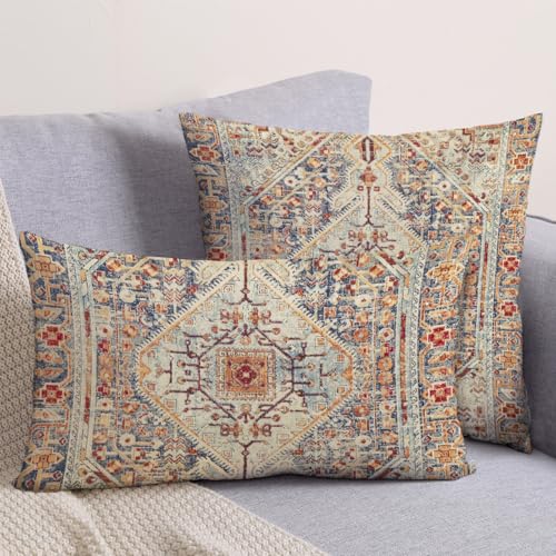 BUAEL Boho Throw Pillow Covers 12x20 inch Set of 2,Boho Vintage Carpet Pattern Antique Ethnic Decor Double Sided Pattern Cushion Cover Soft Pillow Case Living Sofa Room Bed Square Pillow Cover - Image 5
