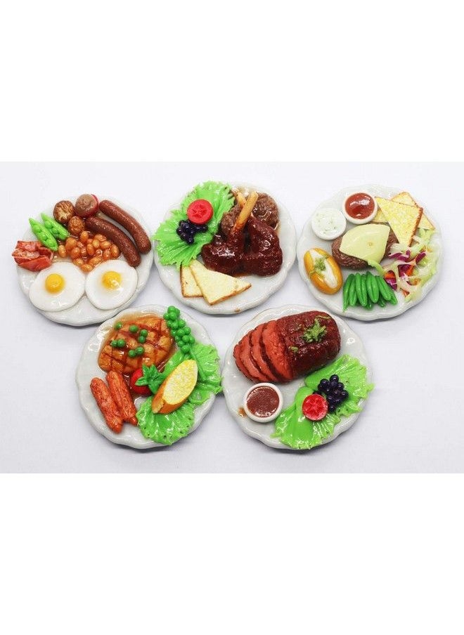 ThaiHonest Set 5 Assorted Dollhouse Miniature Food With Lamb Ribstiny Food On Ceramic Plate Dollhouse Accessories For Collectibles  - Image 3