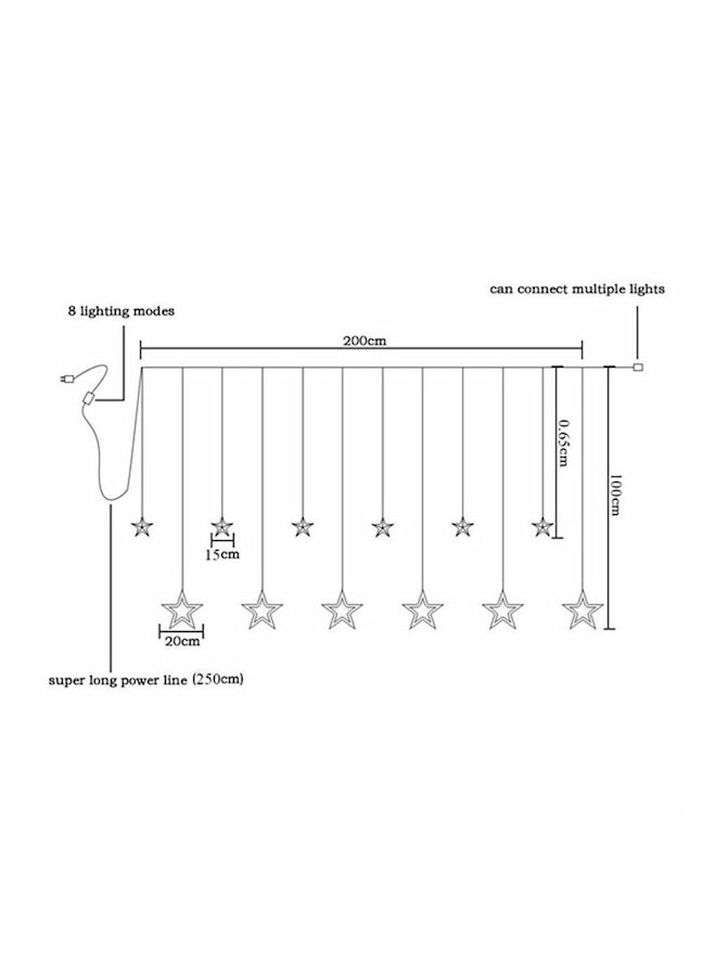 Alyashmac LED Star Shaped Indoor Outdoor Decorative Hanging Lights White 4x0.6+1meter - Image 4