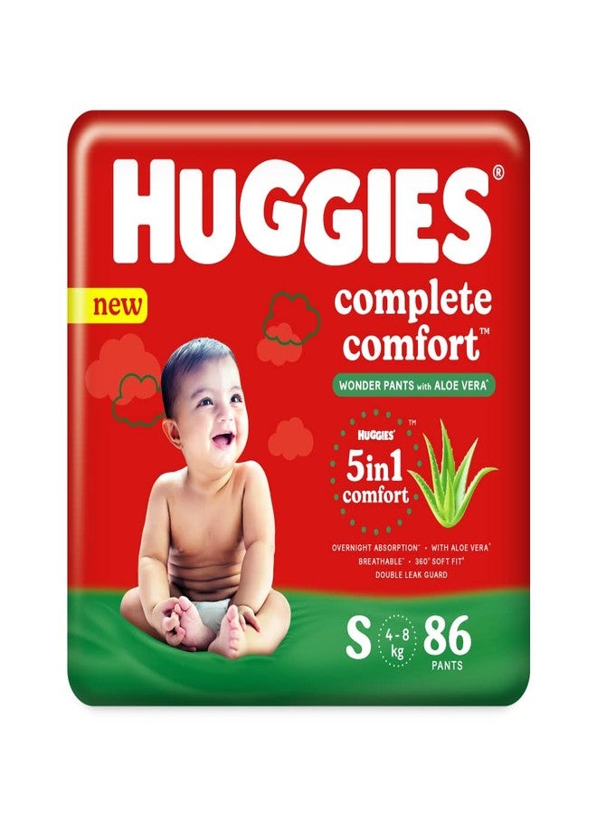 Huggies Complete Comfort Wonder Pants with Aloe Vera, Small (S) size baby diaper pants, 86 count