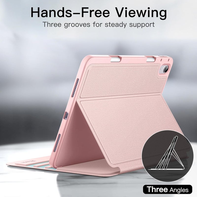 جي تيك حافظة لجهاز آيباد إير 11 بوصة M3/M2 2025/2024، وآيباد إير 5/4 2022/2020 5Th/4Th 10.9 بوصة مع حامل قلم رصاص، وغطاء واقٍ رفيع مع حامل فوليو، ورؤية متعددة الزوايا، وردي - Image 3