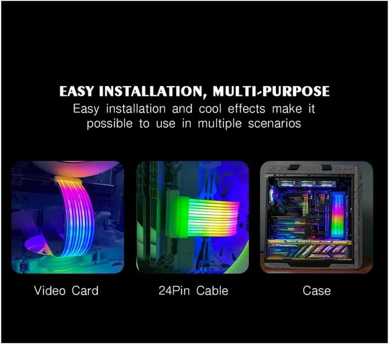 PAMENET RGB LED şerit ARGB Sync kurulu bilgisayar güç kaynağı ATX 24PIN GPU grafik kartı 8Pin kablo kılıfı X8 - Image 4