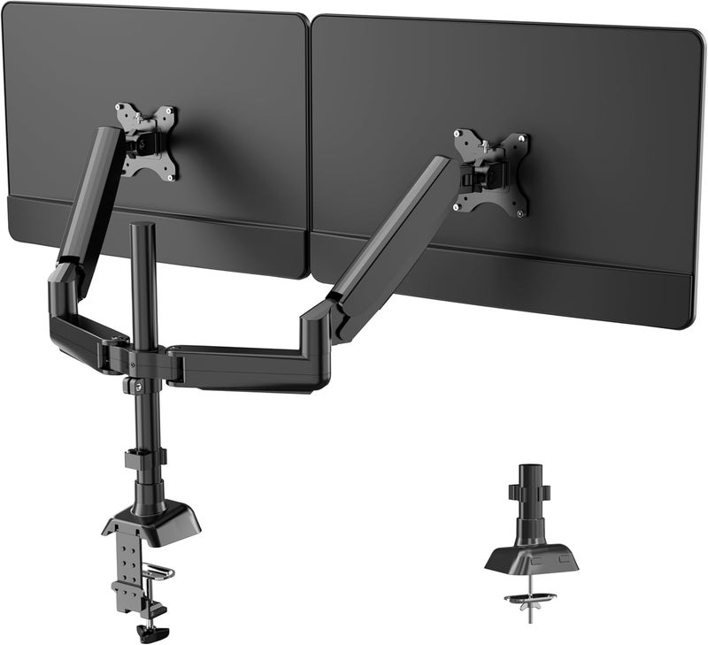 Bentifar Gas Spring Dual Monitor Stand, Holds 2 Computer Screens Up To 32 Inches And 9Kg Each, Vesa 75/100Mm, Sturdy Monitor Arm With +60° To -45° Tilt, ±180° Swivel, And Rotation, Black - Image 1