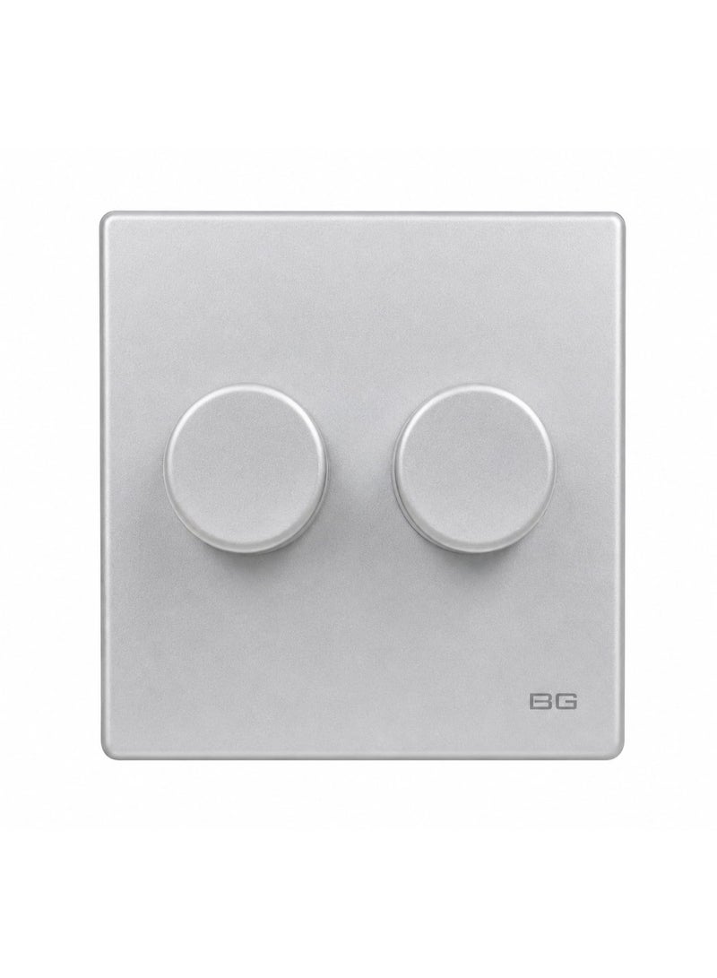 BG DIMMER SWITCH 2 GANG 2 WAY PUSH 200-250V -500HZ silver - Image 1