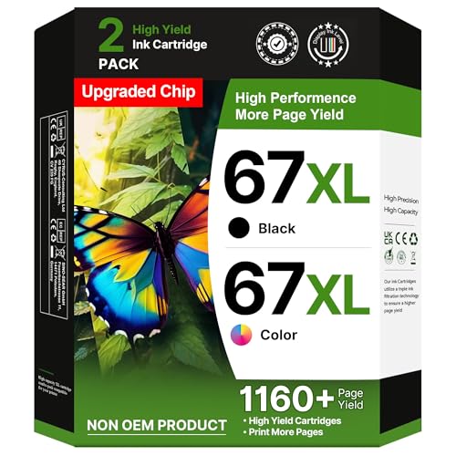 Adoccur 67XL Ink Cartridges Compatible for HP Ink 67 High Yield for HP 67 Ink Cartridges BlackColor Combo Pack Work for HP DeskJet 2855e 4255e 2827e 4227e 2755e 4155e 2800 Envy 6055e 6455e BlackColor - Image 1
