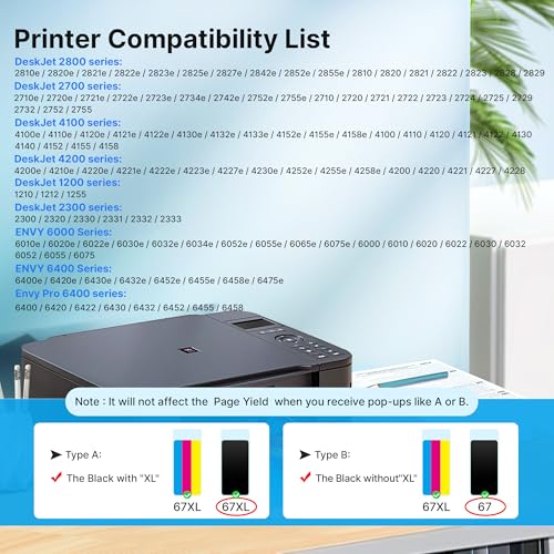 Adoccur 67XL Ink Cartridges Compatible for HP Ink 67 High Yield for HP 67 Ink Cartridges BlackColor Combo Pack Work for HP DeskJet 2855e 4255e 2827e 4227e 2755e 4155e 2800 Envy 6055e 6455e BlackColor - Image 3
