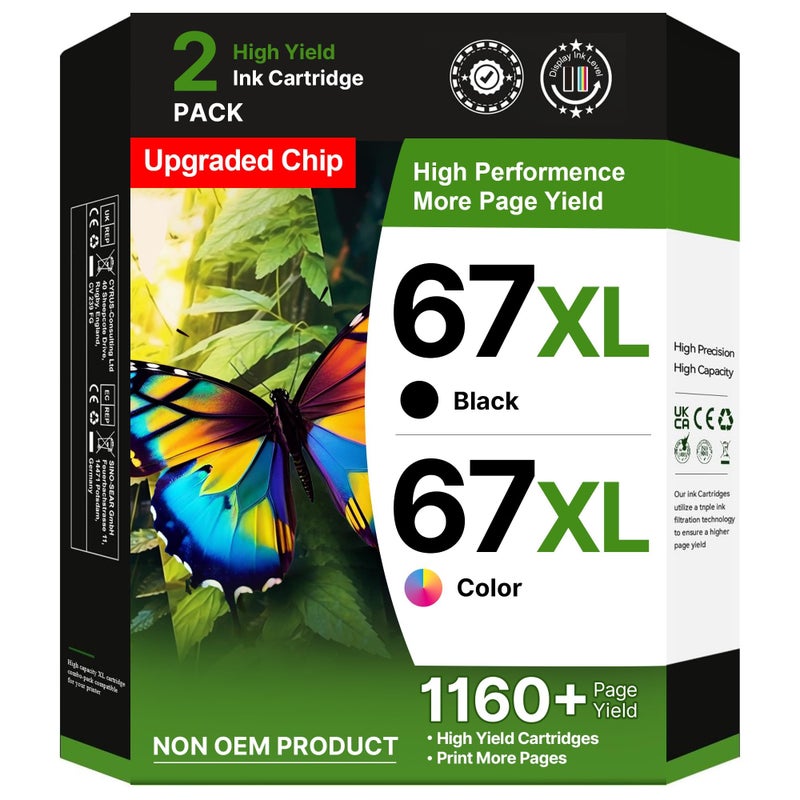 Adoccur 67XL Ink Cartridges Compatible for HP Ink 67 High Yield for HP 67 Ink Cartridges BlackColor Combo Pack Work for HP DeskJet 2855e 4255e 2827e 4227e 2755e 4155e 2800 Envy 6055e 6455e BlackColor - Image 2