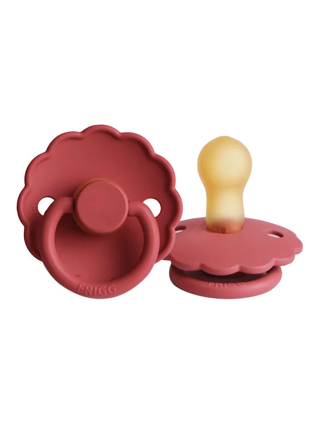 FRIGG Daisy Latex Baby Pacifier, 0-6 Months, Size 1, Pack of 1 - Scarlet