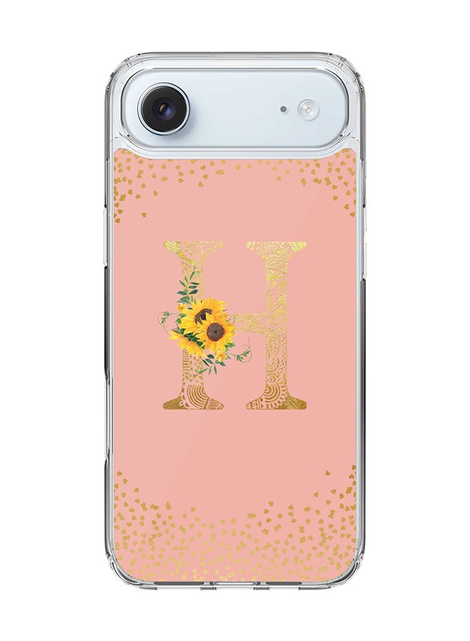 Stylizedd Classic Clear MagSafe Case for iPhone 17 Air , Hybrid Soft Case Flexible Edges Anti Drop TPU PC Gel Thin Transparent Cover [ Designed for iPhone 17 Air ] - Custom Monogram Initial Letter Floral Pattern Alphabet - H  (Rose Pink )