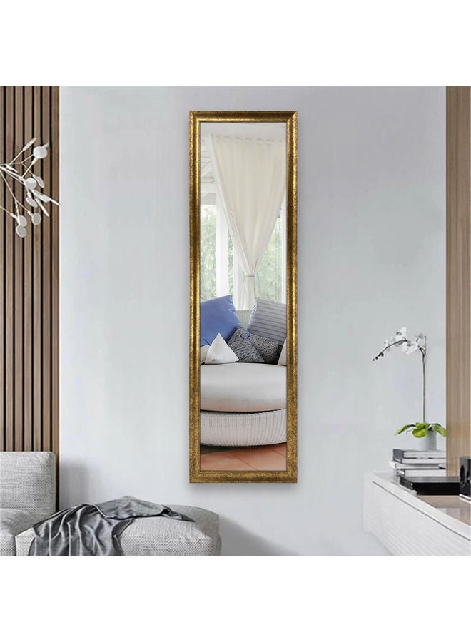 Decorhills Vertical Wall Mount Mirror with PVC Frame, Full-Length Dressing Mirror for Bedroom, Bathroom, Living Room, Makeup & Vanity Mirror, Large Home & Office Wall Mirror, Brown Gold 36x126cm - Image 1