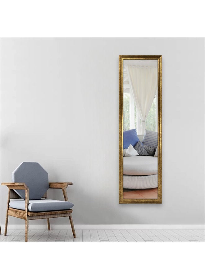 Decorhills Vertical Wall Mount Mirror with PVC Frame, Full-Length Dressing Mirror for Bedroom, Bathroom, Living Room, Makeup & Vanity Mirror, Large Home & Office Wall Mirror, Brown Gold 36x126cm - Image 2