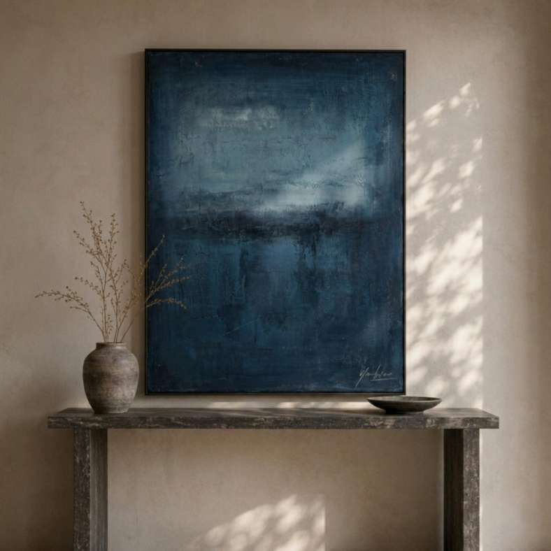 Pan Home Depth Hand Painted Canvas Wall Art 120x150cm - Blue - 191HWA9900036 - Image 1