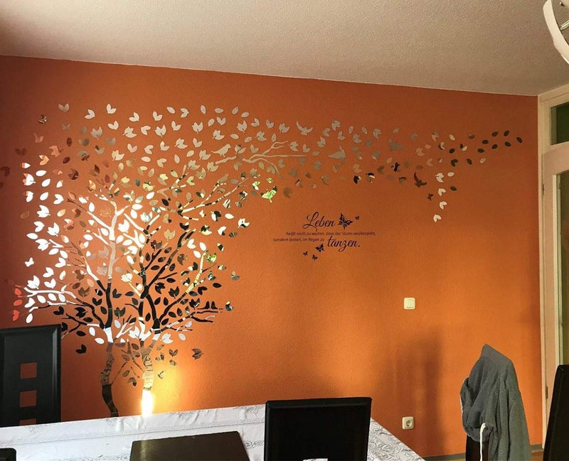 guangmu Family Tree Wall Decor Decals - DIY 3D Tree of Life Wall Art Large Decal Stickers Silver Decor Living Room Mural for Bedroom Hallway Home TV Background (Silver Left,M-98X51in) - Image 5