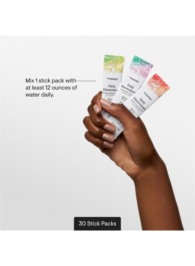 Daily Electrolytes - Variety Pack - 10 Blood Orange / 10 Mango Limeade / 10 Watermelon - 480 Mg Sodium - 99 Mg Potassium - 40 Mg Magnesium - 0G Sugar - Dietary Supplement - 30 Stick Packs - Net Wt 4.62 Oz (131.1 G)
