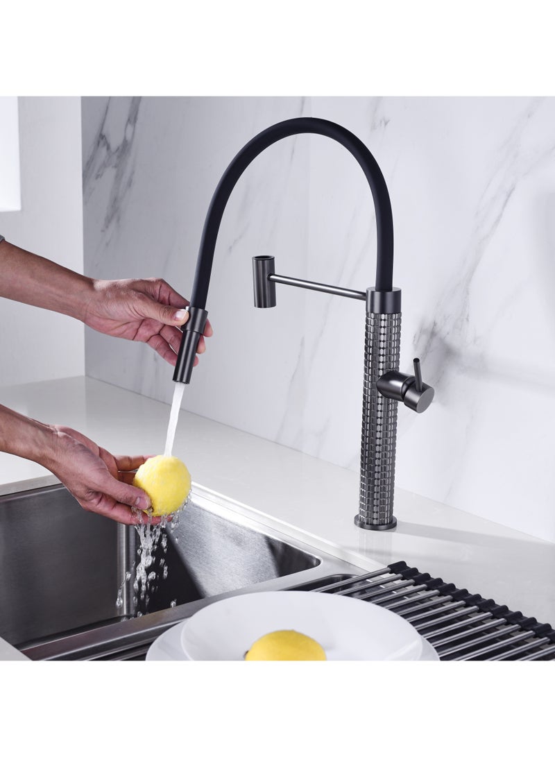 HEIMBERG FLORA Single Lever Kitchen Sink Mixer with Sedal Cartridge and Neoperl Aerator Gun Metal - Image 2