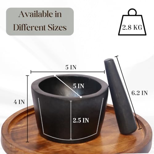 VintageBihar Round shape mortar and pestle set in Tamda Stone - 5" to 16" - Ideal kharal for ayurvedic medicine and kitchen - Image 3
