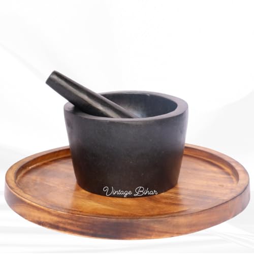 VintageBihar Round shape mortar and pestle set in Tamda Stone - 5" to 16" - Ideal kharal for ayurvedic medicine and kitchen - Image 2